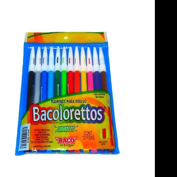 MARCADOR AGUA DELG. ESTUCHE C12 BACOLORETTOS